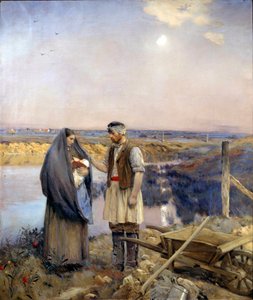 O dia fez uma família de camponeses. Pintura de Jean Charles Cazin (1841-1901) Sol. 1,99x1,66 m 1888 Paris, musee d