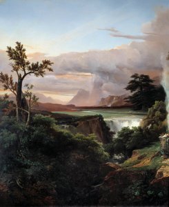Paisagem com cascata. Pintura de Jean Charles Remond (1795-1875) de Jean Charles Joseph Rémond