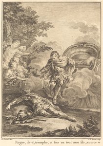 Regne, dit-il, triomphe, et sois en tout mon fils de Jean Charles Levasseur after Hubert François Gravelot