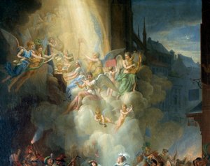 Detalhe de "A conversão de Henri de Joyeuse" (século XVI). Anjos músicos. Pintura de Jean Charles Tardieu (1765-1830)
