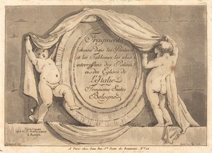 Página de rosto: Desenho oval da Igreja de San Michele de Bosco, Bolonha de Jean Claude Richard de Saint Non after Jean Honoré Fragonard after Carlo Cignani