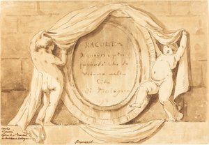 Página de rosto: Desenho oval da Igreja de San Michele de Bosco, Bolonha de Jean Claude Richard de Saint Non after Jean Honoré Fragonard after Carlo Cignani