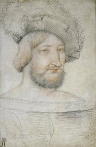Retrato de Francisco I (1494-1547), Rei de França par Clouet, Jean (c. 1485-1541). Giz preto e sangue sobre papel, tamanho : 29,3x19,1, Primeira metade do 16º cen., Eremitério do Estado, São Petersburgo. de Jean Clouet