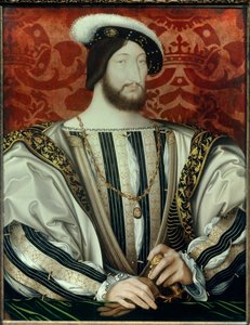 Retrato de Francisco I (1494-1547), rei da França (com o colarinho da Ordem de São Miguel) óleo sobre madeira, c. 1530