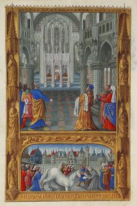 Les Très Riches Heures du Duc de Berry, Folio 129v - O Santo Sacramento de Jean Colombe