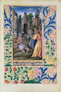 Senhora Lat. QvI126 Cena de Batismo, das Horas de Louis d&39;Orleans, 1469 de Jean Colombe