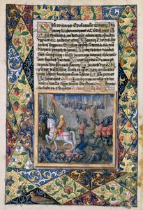 Senhora Lat. QvI126 f.38v Roboão travando guerra contra Jeroboão, do &39;Livro das Horas de Luís d&39;Orléans&39;, 1490 de Jean Colombe