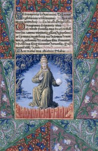 Senhora Lat. QvI126 f.89 Cristo em Majestade, do "Livro de Horas de Louis d&39;Orleans", 1469 de Jean Colombe