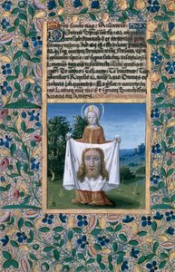 Senhora Lat. QVI126 f.90v St. Veronica, do "Livro de Horas de Louis d&39;Orleans", 1469 de Jean Colombe