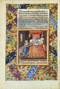 Senhora Lat. QvI126 fol.19v Isaac abençoando Jacob, do "Livro de Horas de Louis d&39;Orleans", 1490 de Jean Colombe