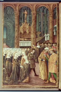 Nouv Acqu Fr 24920 fol.24v Príamo diante do túmulo de Hector no Templo de Apolo, da "História da Destruição de Tróia", c.1500