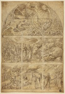 Desenho de um vitral com a história de Aarão de Jean Cousin the Younger