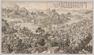 Batalha de Kulongkui: das cenas de batalha do Quelling of Rebellions, c. 1765-1774. de Jean Damascene Sallusti