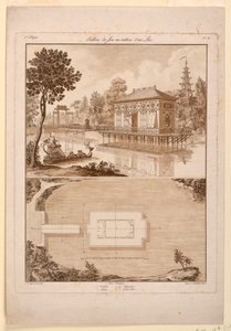 Projeto para um pavilhão chinês em um lago