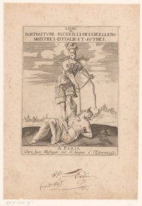 Minerva amarra o estúpido com uma corda
Página de título de: s.n., Livre de portraiture receuilli des excellens maistres d