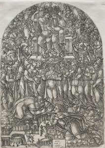 O Apocalipse: Uma Inumerável Multidão que fica diante do Trono, 1555. de Jean Duvet