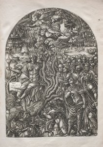 O Apocalipse: Babilônia, a prostituta, sentada na besta de sete cabeças, 1546-1556. de Jean Duvet