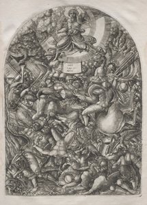 O Apocalipse: O anjo ao sol chamando as aves de rapina, 1546-1556. de Jean Duvet