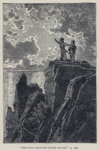 "Acima deles soou o sino sagrado invisível" (gravura) de Jean Edouard Dargent