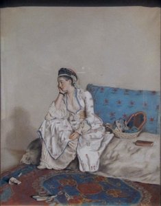 Uma senhora pensativa num sofá de Jean Étienne Liotard