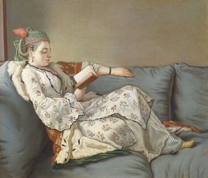 La Sultane Lisant ", Uma Dama de Turca, lendo um Divã, de Jean Étienne Liotard