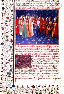 Coroação do rei francês Philippe II Auguste em 1179, c.1455-60 (miniatura) de Jean Fouquet