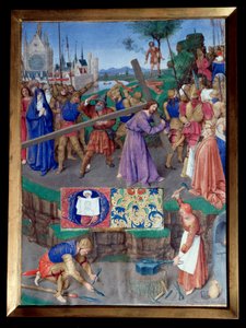 Portage de croix Miniature tirada do "Livro de Horas de Etienne Chevalier" de Jean Fouquet (1420-1477/1481) de Jean Fouquet