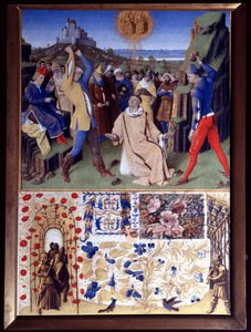 O martírio de Santo Estêvão por apedrejamento Miniatura tirada do "Livro de Horas de Etienne Chevalier" de Jean Fouquet (1420-1477/1481) de Jean Fouquet