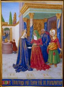 Visitação. Encontro entre a Virgem Maria e Santa Isabel. Miniatura em "Les Hours d