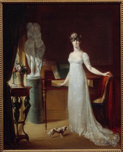 Portrait en pied de Pauline Bonaparte (1780-1825) posando com Eros et Psyche Painting de Jean Francois Bosio (1764-1827) Coleção Particular do século XIX