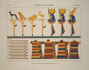 Armas e sinais, Tebas, Biban-el-Molouk, ilustração de "Monuments de L" Egypt et de la Nubie, 1845 de Jean Francois Champollion