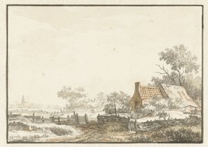 Paisagem com casa de campo de Jean François Delcourt