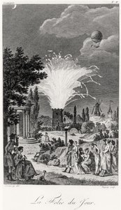 Show de fogos de artifício no Jardin de Tivoli, c.1826 de Jean Francois Garneray