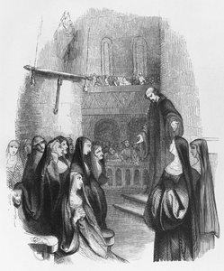 Abelardo pregando em Paraclete, ilustração de &39;Lettres d&39;Heloise e d&39;Abelard&39;, 1839 (gravura) (foto de bw)
