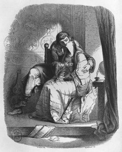 Heloise e Abelardo se beijando, ilustração de &39;Lettres d&39;Heloise et d&39;Abelard&39;, 1839