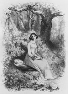 Heloísa e Astrolábio, ilustração de "Lettres d&39;Heloise e d&39;Abelard", 1839
