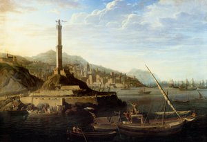 Guerra Napoleônica: Entrada em Genes do exército francês comandado pelo general Miollis em 24 de junho de 1800. Pintura de Jean Francois Hue (1751-1823) de Jean Francois Hue