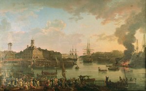 Vista do porto de Brest das docas cobertas em 1795, 1795