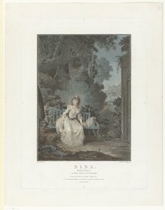 Retrato de Madame Dugazon Nina. Infelizmente! Infelizmente! A amada não volta (título no objeto) de Jean Francois Janinet