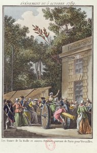 As mulheres de Les Halles marchando para Versalhes, 5 de outubro de 1789 de Jean Francois Janinet