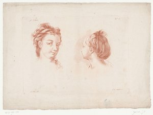 Duas cabeças de mulher
Composições com partes do corpo humano (título da série)
IX Cahier de Principes du Dessin d