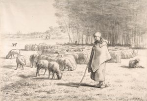 Uma pastora com seu rebanho de Jean Francois Millet