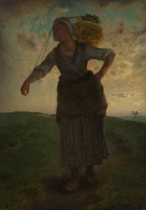Um ordenhador normando em Greville, 1871 (óleo em papelão) de Jean Francois Millet