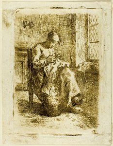 Uma mulher costurando de Jean Francois Millet
