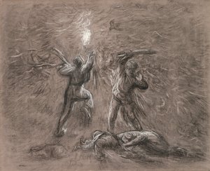 Hunting Birds por Torchlight de Jean Francois Millet
