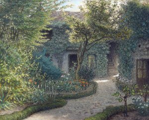 "La maison de Theodore Rousseau (1812-1867) a Barbizon" (Casa de Theodore Rousseau em Barbizon) Pintura de Jean Francois (Jean-Francois) Millet (1814-1875) Colecção privada de Jean Francois Millet