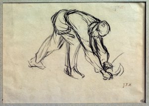 Le reap preparatoire desenho de Jean Francois Millet (1814-1875) Paris do século XIX, Musee du Louvre de Jean Francois Millet
