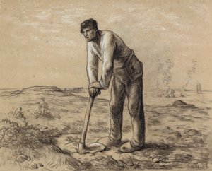 Homem com uma enxada, c.1860-62 de Jean Francois Millet