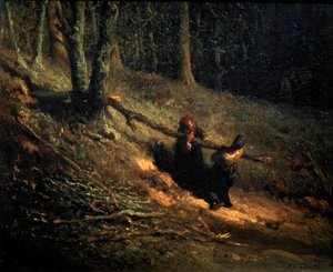 Camponês-meninas com mato Les Charbonnieres, c1852 de Jean Francois Millet