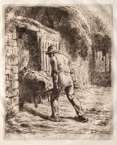 Camponês com um carrinho de mão de Jean-Francois Millet